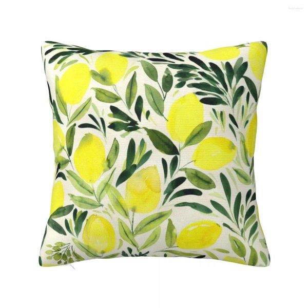 Housse de coussin aquarelle sur citron blanc crème, décorations de noël pour la maison, housse de canapé, 2023