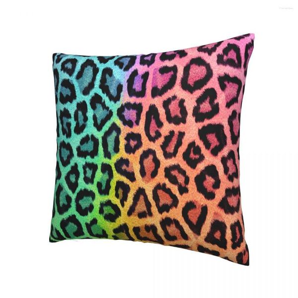 Almohada Funda de almohada de leopardo Funda de poliéster suave Funda decorativa de piel Funda de asiento Cuadrado 45 45 cm