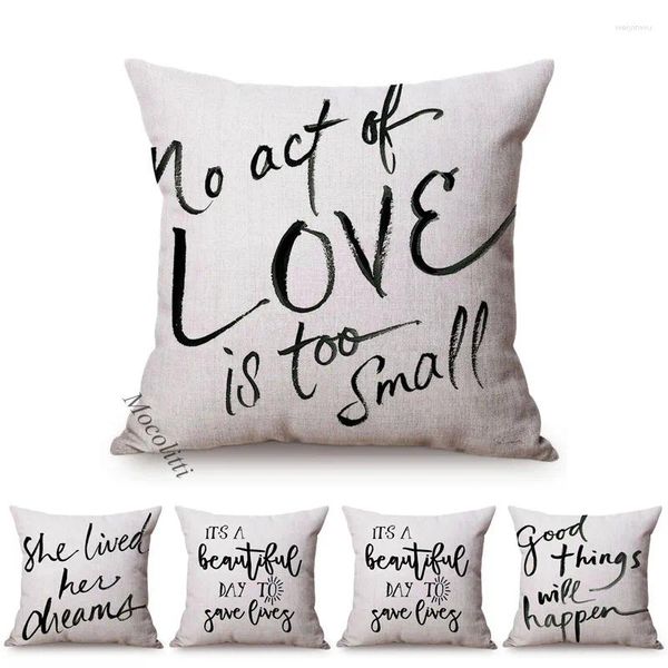 Almohada Carta Nordic Simple Life Saludos Diseño de almohadas Dreams Amor Love Inspiration Regalos para amigos Cubierta de sofá decorativo