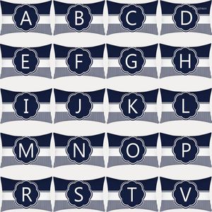 Oreiller lettres taie d'oreiller rayures bleues décoratif canapé S coussins gris couverture 30X50 couvre décor à la maison