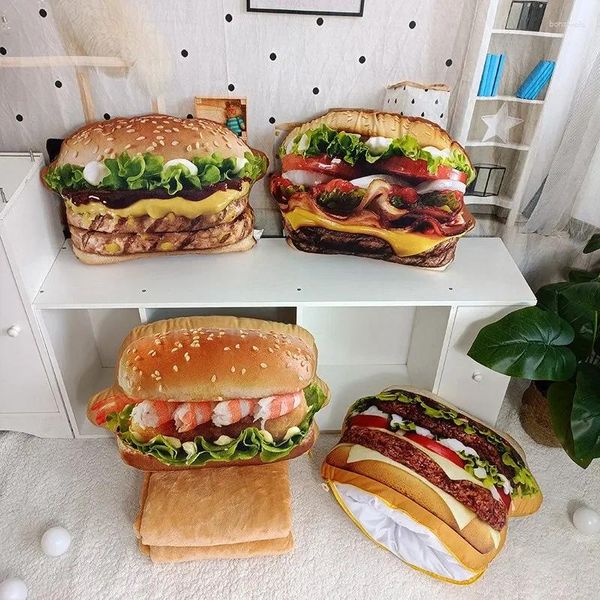 Oreiller en peluche alimentaire réaliste, Hamburger pour canapé, jouet de Simulation, lancer rapide avec couverture G25