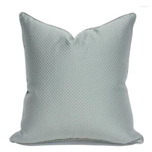 Funda de almohada a cuadros verde claro, funda de almohada decorativa de Jacquard Simple moderna, fundas de sofá para habitación modelo de alta precisión