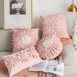 Pillow Light Luxury Ins Cover Holland Velvet Flower Sun Wedding Handmade Tournesol Décoration de pétale