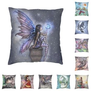 Kussen Little Blue Moon Fairy Fantasy Art van Molly Harrison Gooi hoes voor bank Luxe hoes Autokussensloop