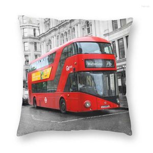 Oreiller London Bus Rot Stadt Angleterre Couverture 45x45cm Décoration Impression 3D Jet pour Voiture Deux Côtés