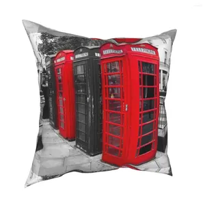 Pillower London Red Phone Boîtes à téléphone British UK Vintage Cover Décoratif Throw pour la voiture 45x45cm