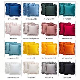 Pillow Lotus Lace Solid Color Velvet Cover Pillowcase Decor Sofa Throw Pillows Case Home 45x45cmx2pcs