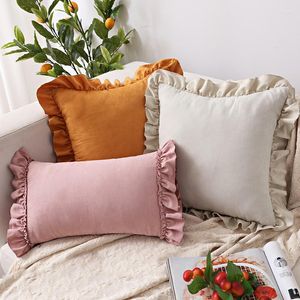 Kussen lotus blad kanten knuffel kussensloop kleine verse vaste kleur suede bank schattig bed