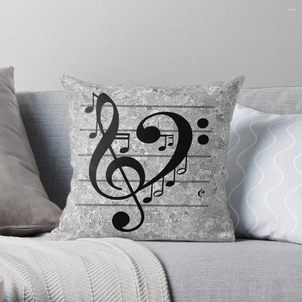 Funda de almohada Love Music, funda de almohada de poliéster para sofá, hogar, sala de estar, decoración de asiento de coche, 45x45cm