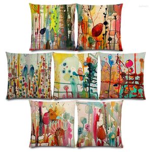 Oreiller amour aquarelle petit oiseau mignon fleurs colorées grappes bonne vie en bois floral couverture de canapé