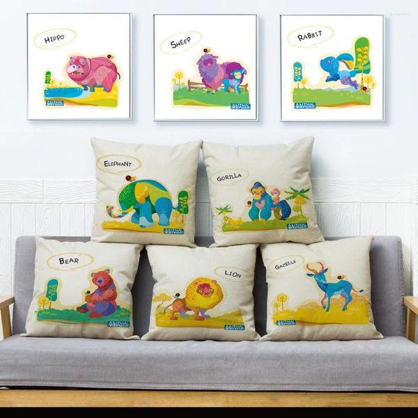 Oreiller belle lettre de dessin animé chien éléphant jet couvre couverture de linge de linge de linge de maison
