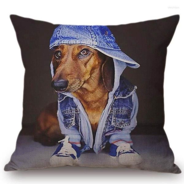 Oreiller beau chien mignon allemagne berger teckel Cosplay Style animal de compagnie maison décorative canapé jeter étui coton lin couverture