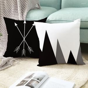 Kussen Luanqi zwart -witte geometrische patronen bedekt polyester kast 45x45 cm decoratieve bank s cover