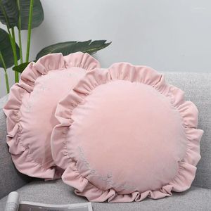 Kussen lumbale pluche schattige zoete ronde kussens sofa huishouden kantoor zachte prinses kanten pp fluwelen Noordse hoge elastische