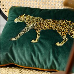 Funda de almohada Luxry America Leopard, funda de madera bordada decorativa para el hogar, sofá de 45X4 5CM/35x50cm
