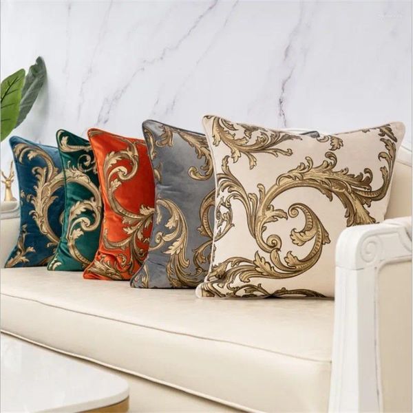 Oreiller Luxry Golden Print Cover Home Decoration Velvet Géométrique 45x45cm / 30x50cm Sofa gris orange beige 45x45cm / 30x50cm