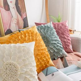 Oreiller de luxe avec broderie de pétales floraux 3D, housse en velours hollandais, 30x50/45x45cm, pour canapé, taille, décoration de maison