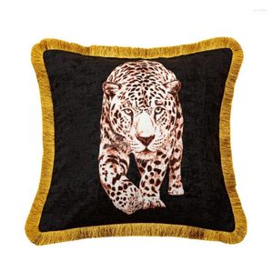 Pillow Luxury American Velvet Tiger Leopard Throw Covers Wild Animal Drukte Vintage Decorative Case for Home Sofa