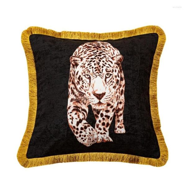 Oreiller de luxe américain velours tigre léopard jeter couvre Animal sauvage imprimé Vintage étui décoratif pour canapé à la maison