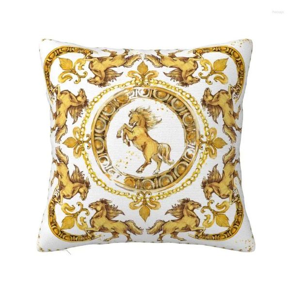 Caballo dorado de lujo de almohada cubierta floral europea