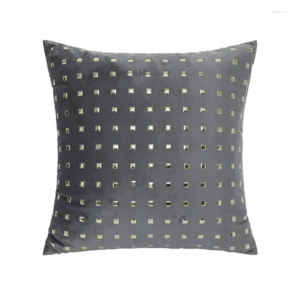 Almohada de lujo cubierta gris 45x45cm almohadas decorativas de terciopelo café bronceador de café verde decoración del hogar nordic