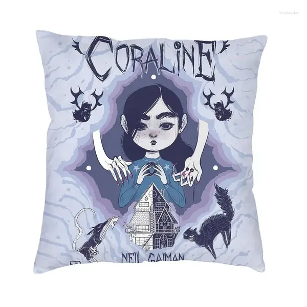 Oreiller Luxury Halloween Coraline Horror Movie Cover 66 cm Polyester Throw Case pour Sofa Home Decoration Dakimakura