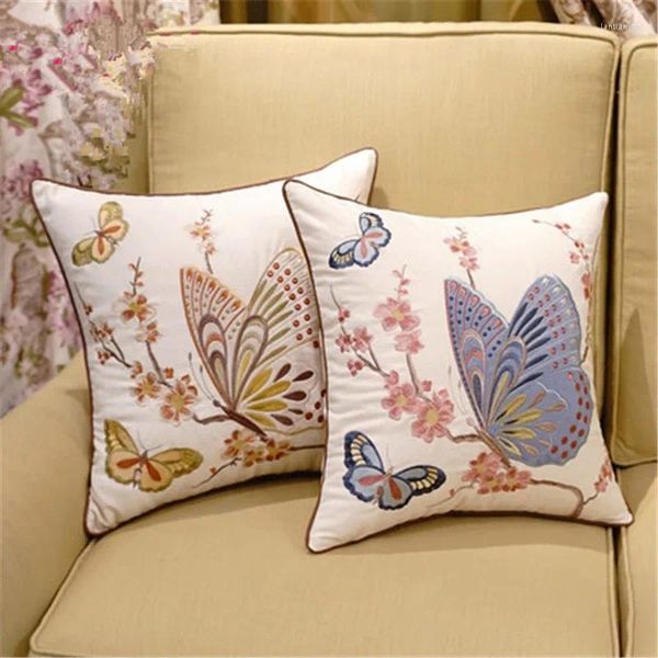 Almohada de bordado de lino de lujo cubierta de tela de almohada sofá /automóvil /almohada suministros de textiles para el hogar