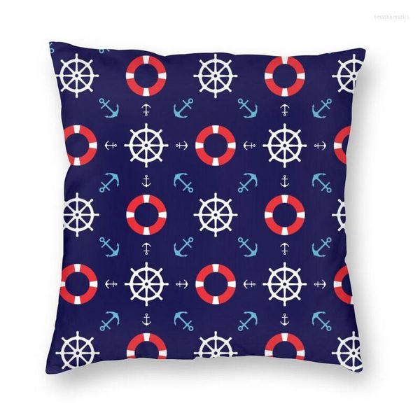 Oreiller de luxe marins nautiques motif jeter étui décor à la maison voile ancre boussole couverture 45x45 taie d'oreiller pour canapé