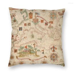 Oreiller de luxe ancienne carte de l'Europe et de l'Afrique du Nord décoration de cas de couverture historique ancienne couverture oreillers pour canapé