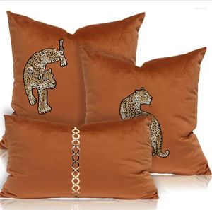 Oreiller de luxe absence d'oreiller orange brodé de couverture de léopard décoratif jet pour canapé de salon el