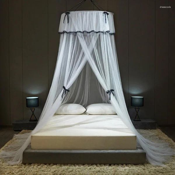 Almohada de lujo princesa mariposa nudo mosquitera dosel para cama doble - elegante anti insectos cortina lona ventana tienda