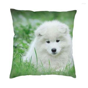 Funda de almohada de lujo con diseño de cachorro samoyedo para sofá, funda de almohada con diseño de Animal suave para perro mascota, funda de almohada para decoración del hogar