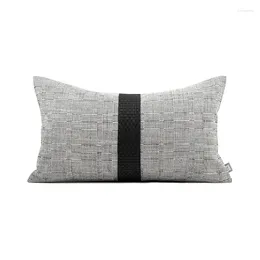 Housse de coussin de luxe Simple, pour salon, noir et blanc, taille géométrique, cuir, coton, Patchwork, housse de canapé
