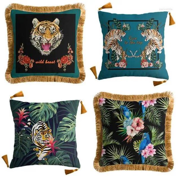 Oreiller de luxe tropical tropical Rainfore Tiger vintage forêt animal imprimé de maison de maison de maison de maison décorative