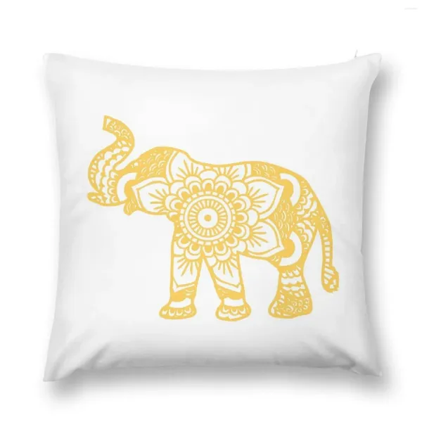 Oreiller Mandala Elephant Yellow Throw Dases d'oreiller Couvercle de canapé