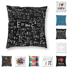 Oreiller formules mathématiques symbole mathématique taie d'oreiller carrée décor à la maison Science physique professeur cadeau S jeter étui pour canapé