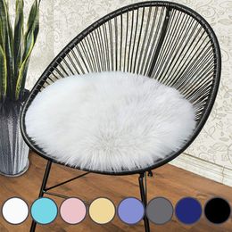 Oreiller McAo Premium Soft High Pile Round Faux Fur Fur Chaise de chaise en peau de mouton Couvercles Couvrages Plancez des tapis pour la chambre à coucher