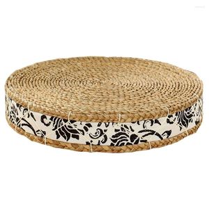 Oreiller méditer tatami rond sol siège tissé assis des tapis intérieurs nattes naturels de rotin de thé décoratif
