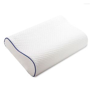 Oreiller lit en mousse à mémoire de forme orthopédique pour les douleurs au cou dormir avec taie d'oreiller brodée 60 30cm