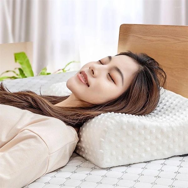 Oreiller orthopédique en mousse à mémoire de forme, pour les douleurs au cou, avec tissu à bulles et taie d'oreiller de sieste douce, 30 à 50CM