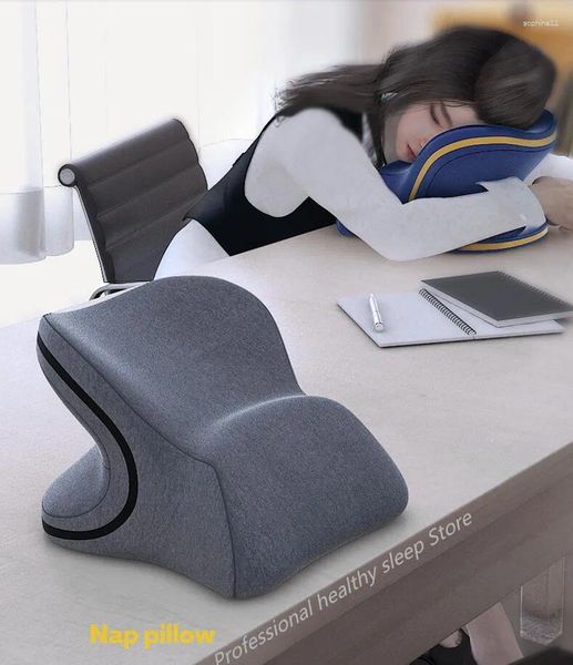 Oreiller en mousse à mémoire de forme pour sieste, incurvé, rebond lent, Anti-pression, engourdissement des mains, Protection du cou, soutien au repos au bureau