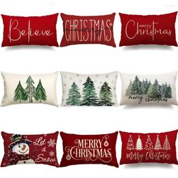 Oreiller joyeux noël housse décorative 30x50cm taie d'oreiller en lin décorations pour canapé chaise lit