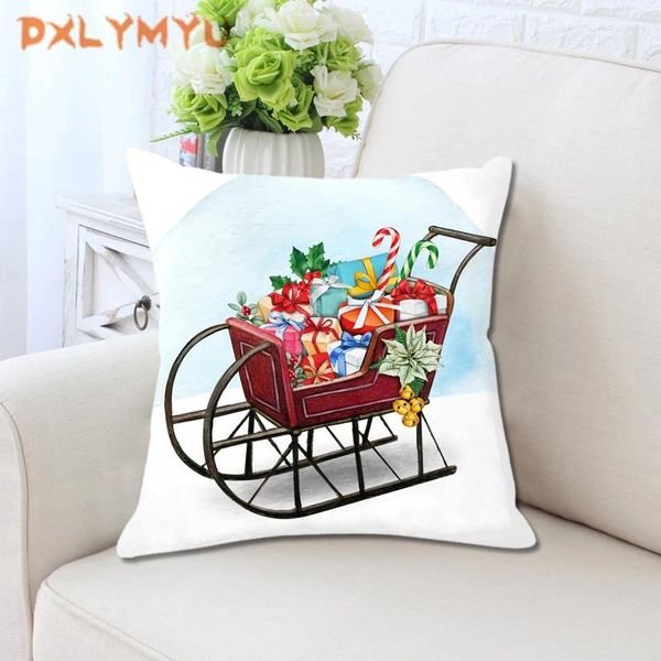 Almohada feliz navidad cubierta decorativa de 45x45 cm decoración de la funda de almohada suave decoración del hogar para el sofá