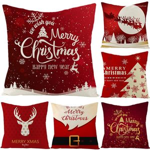 Kussen Merry Christmas Tree Rendier Print Linnen Case Sofa Cover Home Decoration Kussenhoes Housse de Coussin Cojines