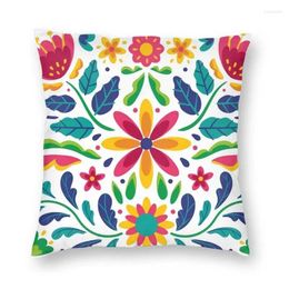 Taie d'oreiller carrée à fleurs mexicaines, décoration Otomi brodée, housse en Polyester à la mode pour canapé et voiture