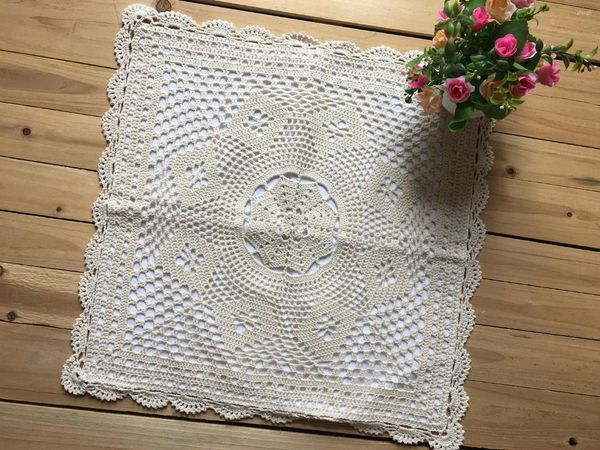 Oreiller MINDPLUS Housse d'oreiller en coton fait main au crochet 45x45cm HD133