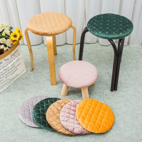 Almohada estilo minimalista color sólido felpa forma redonda taburete cubierta engrosada silla antideslizante protector hogar asiento universal