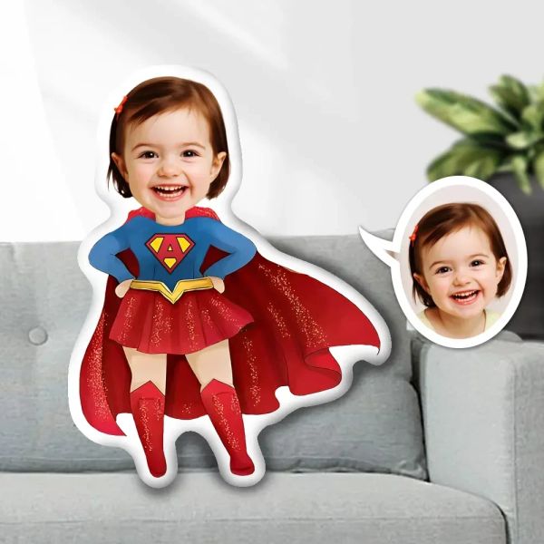 Oreiller minimace oreiller fille coussin poupées photo face ponteuse personnalisée crée de création toys de super-héros personnalisés sorcière