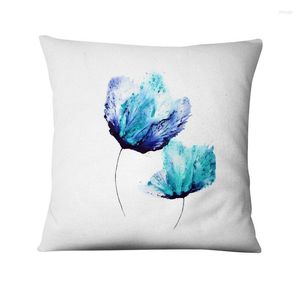 Oreiller moderne art floral imprimé taie d'oreiller aquarelle illustration de fleur décorative décorant canapé-oreillers