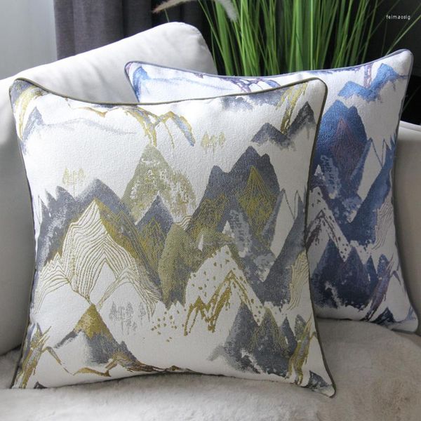 Oreiller moderne bleu montagne couvre léger luxe canapé-lit taille taies d'oreiller haute qualité simplicité jaune cas